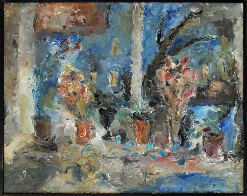 Ельницкая Вера Андреевна. Натюрморт с сухими цветами. Синий вечер